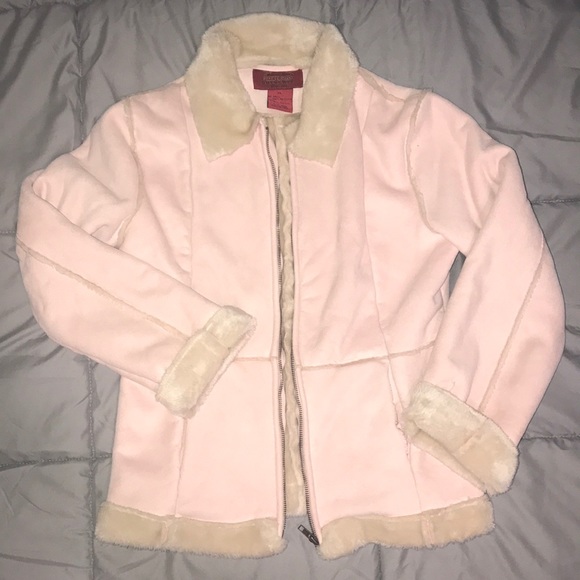 Paris Blues Jackets & Blazers - Vintage Suede Pastel Pink Cream Fur lined Jacket
